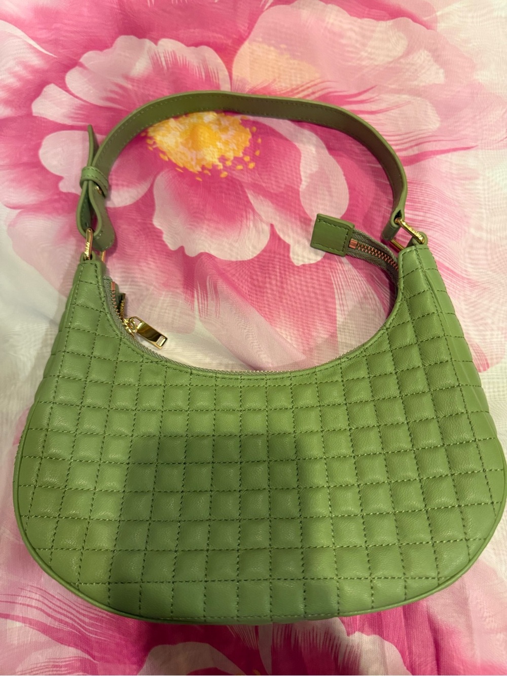 Green Quilted Shoulder Bag